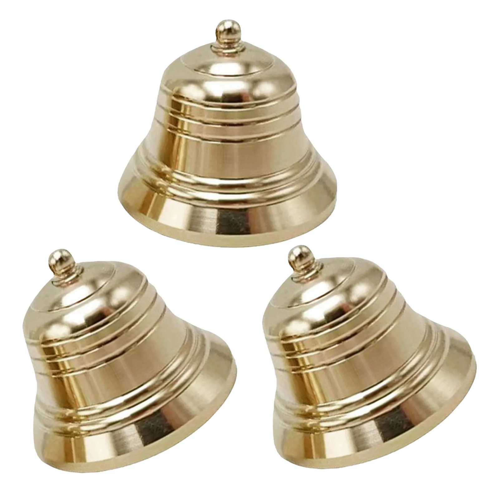 3Pcs Vintage Brass Hanging Bells Rustic Door Knob Bell Charming Welcome Bell Decorative Doorknob Ornaments for Home Shop Garden
