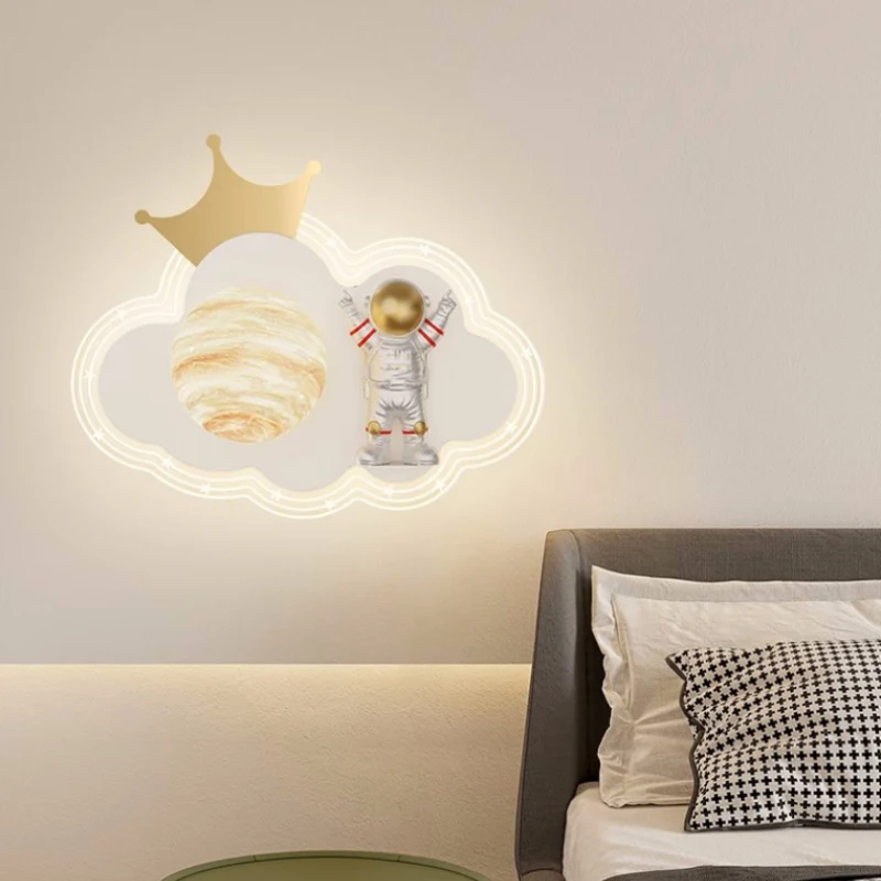 

Children's Room Lamp Astronaut Wall Lamps Cartoon Creative Boy Girl Bedroom Bedside Wall Lights Modern Home Decor Planet Light