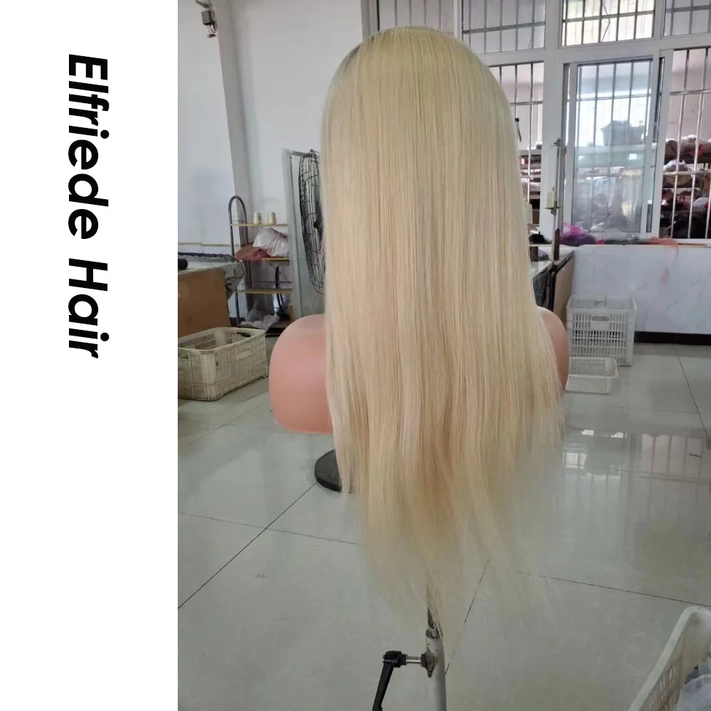 Elfriede 1B/613 Blonde Straight Lace Front Wig for Women Colored Wig 4x4 13X4 13X6 HD Lace Frontal Wig 100% Remy Human Hair Wigs