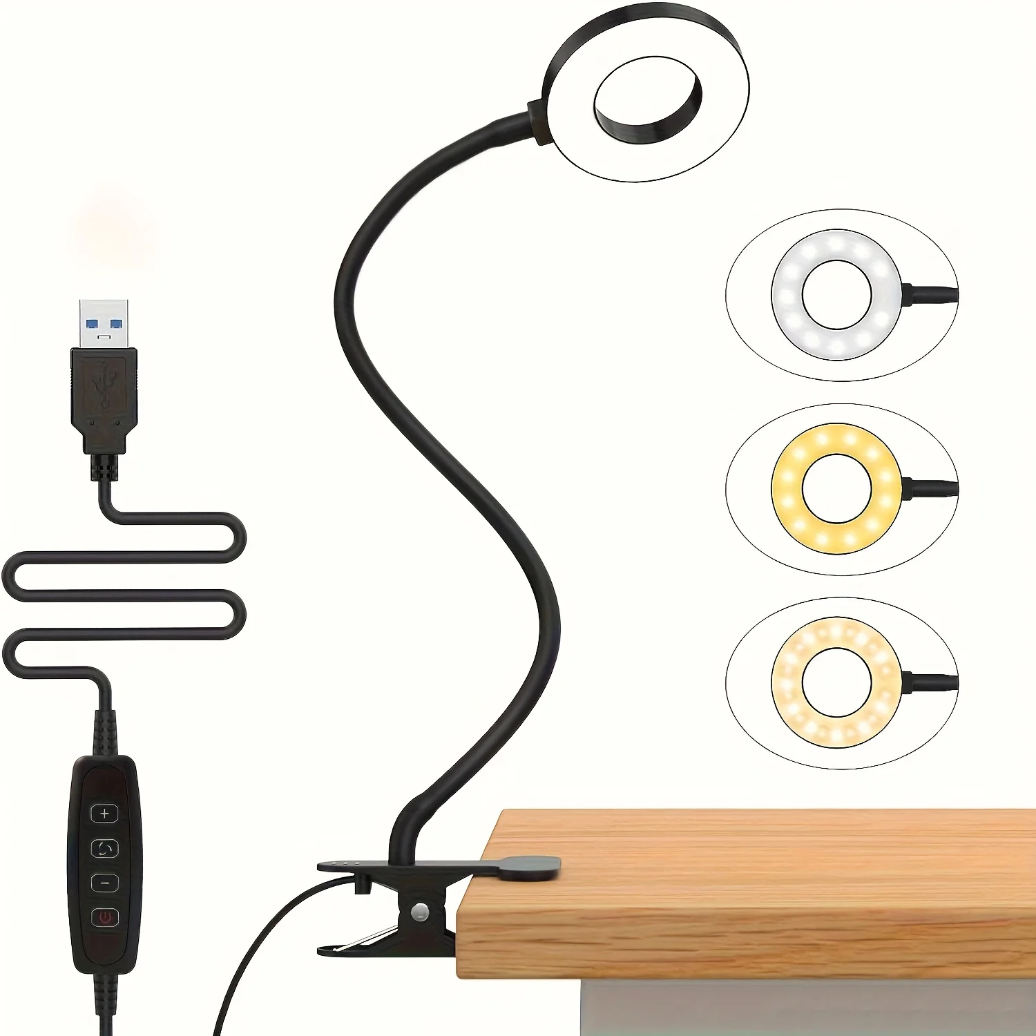 

Clip-Type Large-Size Round Led Reading Lamp 38Cm/68Cm Dual Specifications - Three-Speed Eye Protection Dimming 360 ° Universal Rotation