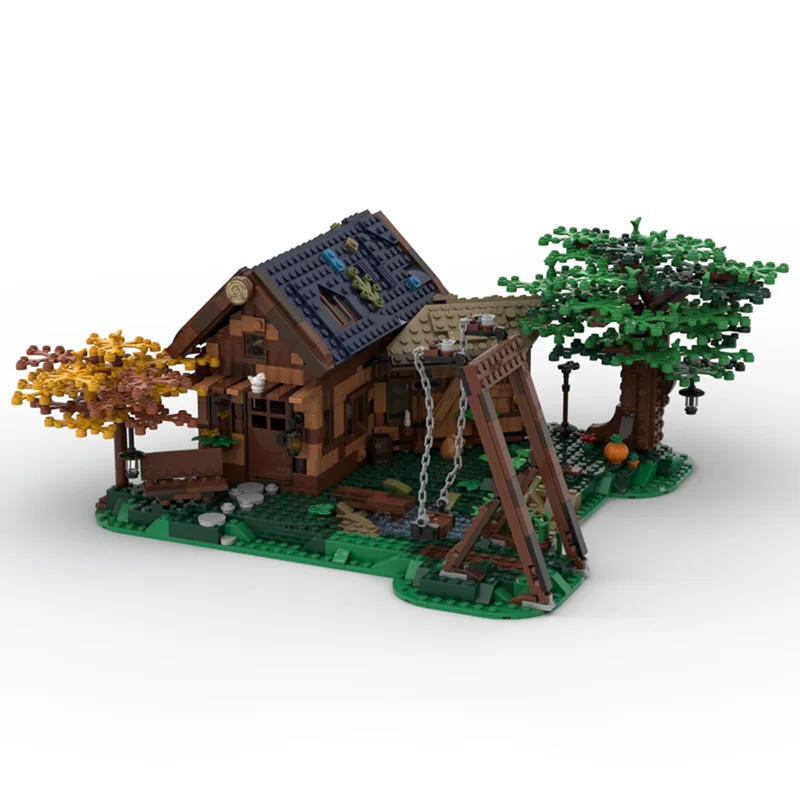 

1624 pieces MOC forest pond hut scene building model DIY assembly building block toys children's birthday gift