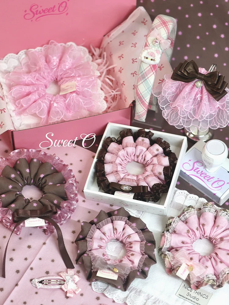 

Сладкая розовая коричневая серия Sweet Clever, тканевые аксессуары для волос ручной работы, повязка для волос с толстой кишкой, женские аксессуары для волос