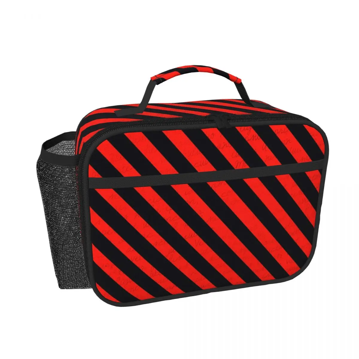 Black And Red Stripes Striped Geometric Lines Insulated Lunch Bag for Women Children Portable Food Boxes Thermal Lunch Box Tote