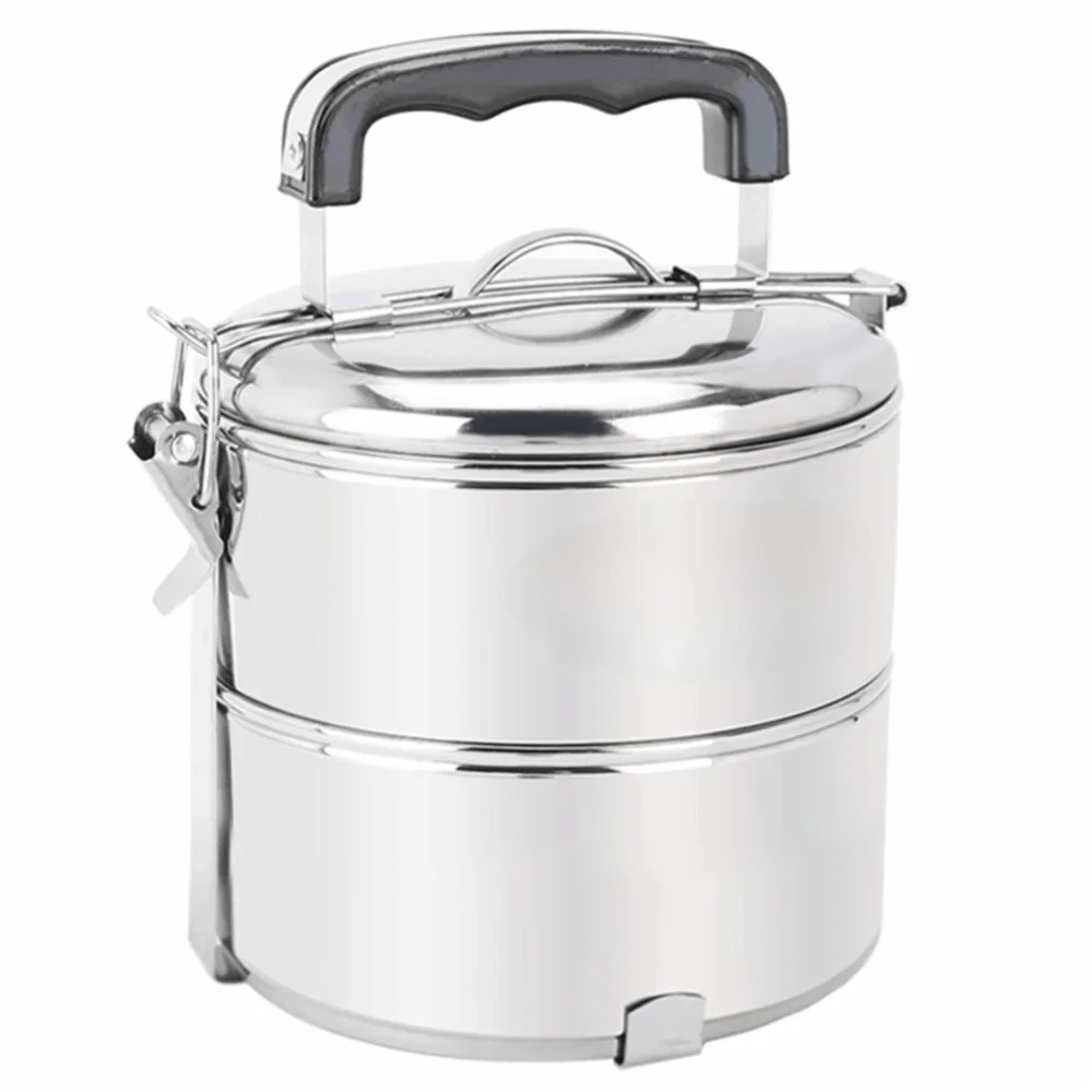2 Tier/3 Tier Stainless Steel Lunch Box Stackable Design Round Shape Thermal Food Container Insulated Lunch Container For Adults