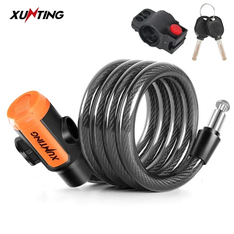 

Xunting Bike Lock Coiled Secure Keys Bike Cable Lock with Mounting Bracket Weathproof Anti-Theft Mountain Scooter Bicycle Lock