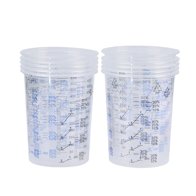 10 pz Tazza di Miscelazione di Vernice di Plastica 600 ml Vaso di Miscelazione Tazza di Calibrazione di Miscelazione di Vernice per Miscelazione Precisa di Vernice E Liquido di Alta Qualità