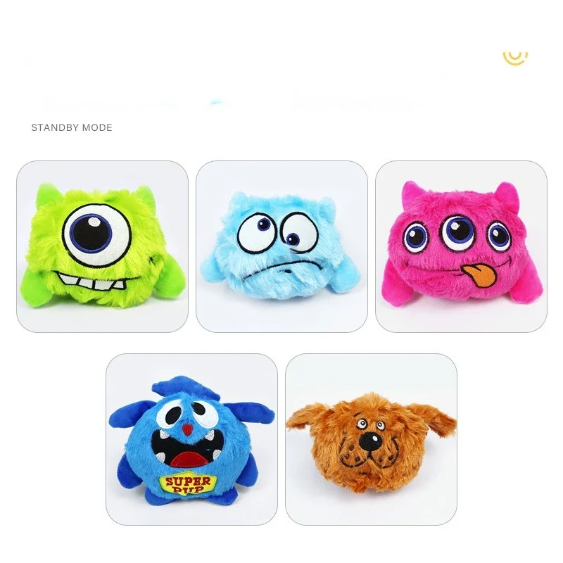 Interactive Dog Toys Bouncing Giggle Shaking Ball Dog Plush Toy Electronic Vibrating Automatic Moving Sounds Monster Puppy Toys