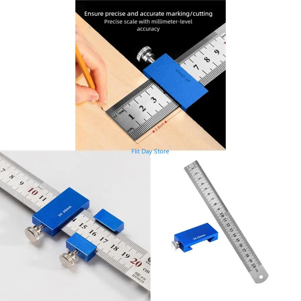 F92C Strong Aluminum Carpenter Scale Build In Positioning Block For Accurate Marking