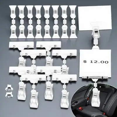 40pcs Poster Clips Rotatable Double Sided Sign Holders For Price Tags Shelf Label Retail Display Table Number Clamp