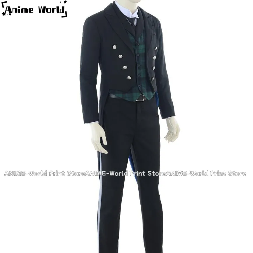 《Custom size》Japanese Anime Black Butler Black Label Sebastian Michaelis Cosplay Costume