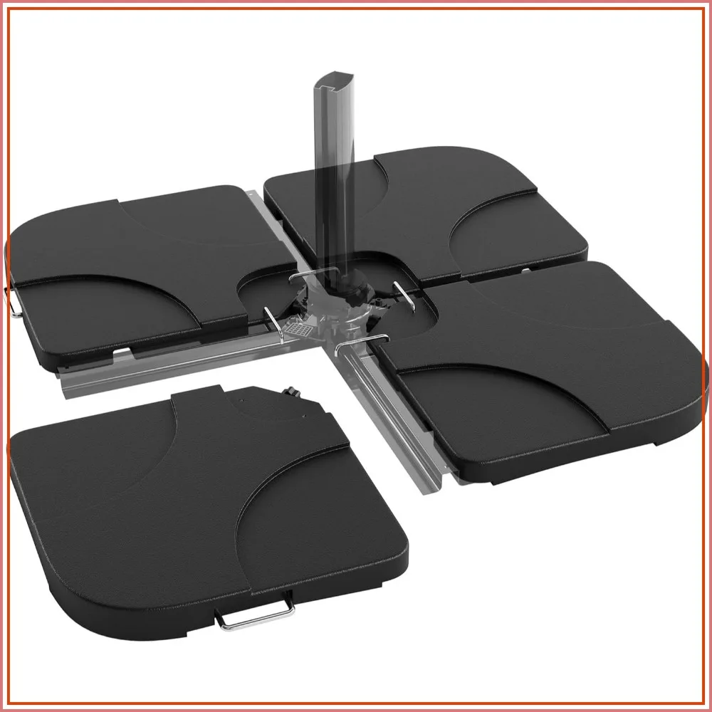

220LB Patio Umbrella Base, Heavy Duty Weight Stand for 10-15FT Umbrellas, Water/Sand Filled, Clip-Locked Assembly, Outdoor Deck Poolside