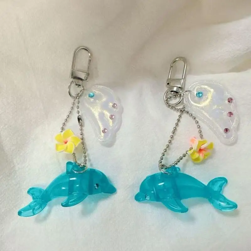 Korean Style Y2K Dolphin Keychain Cute Cartoon Pendant Portable Bag Backpack Hanging Decor for Students