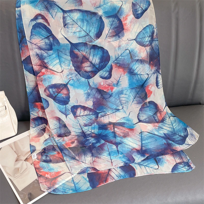 Luxusmarke Frauen Strands chal Georgette Seiden schals Design Druck Stirnband weibliche Sommer Stirnband Wraps Sonnencreme Hijab – Detail 15