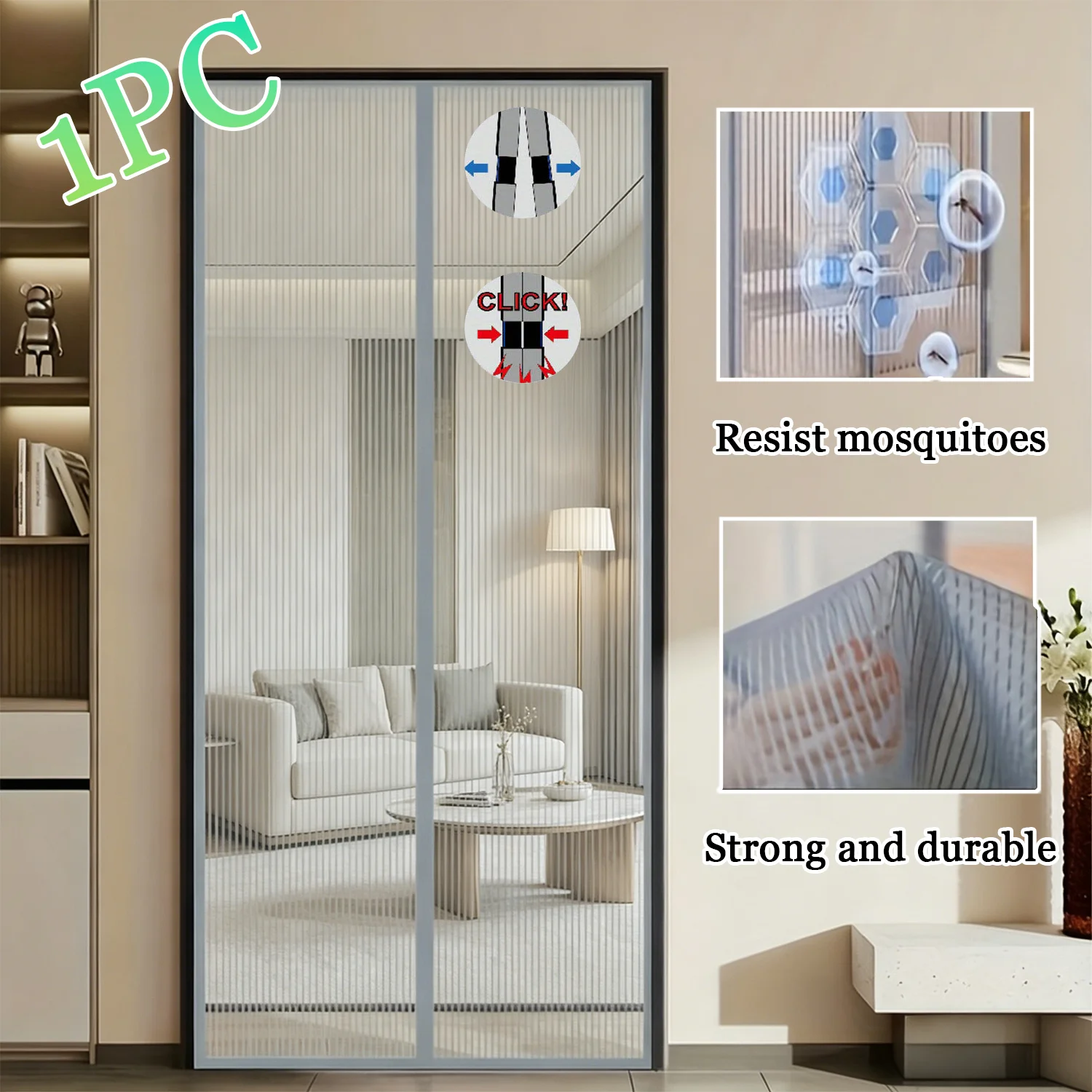 Practical Magnetic Screen Door, Easy Drill‑Free Setup, Silent Self‑Closing Mesh, Blocks Insects While Keeping Air Circulating