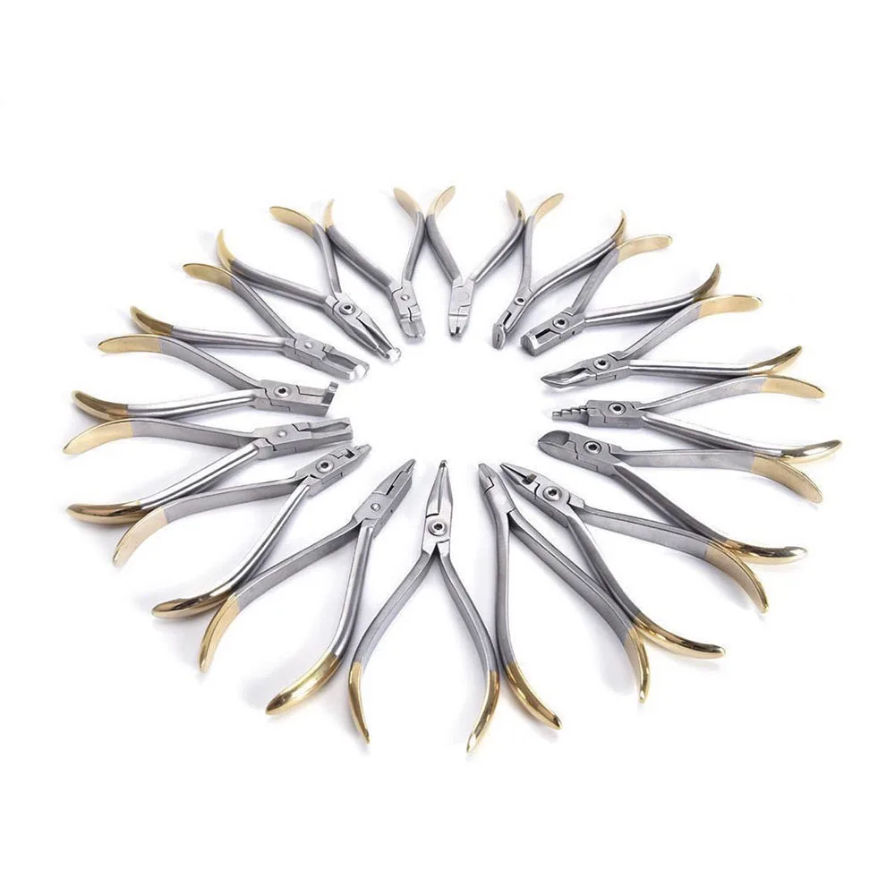 

Dental Orthodontic Tool Set Includes Cinch-Back Plier Lingual Wire and End Cutting Forceps for Braces Procedures