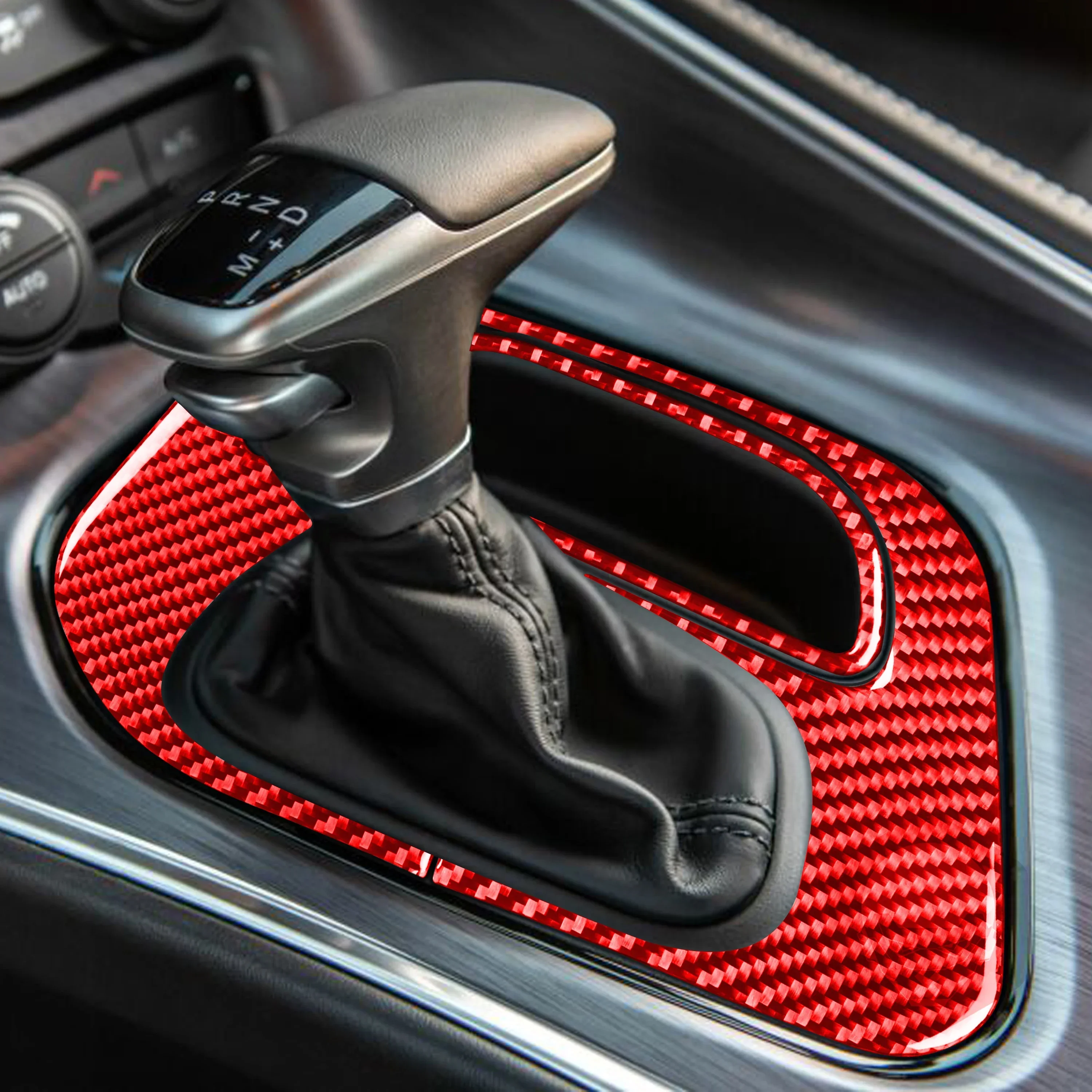 For Dodge Challenger 2015-2020 Accessories Carbon Fiber Car Interior Gear Shift Storage Frame Panel Trim Sticker Decoration view 4