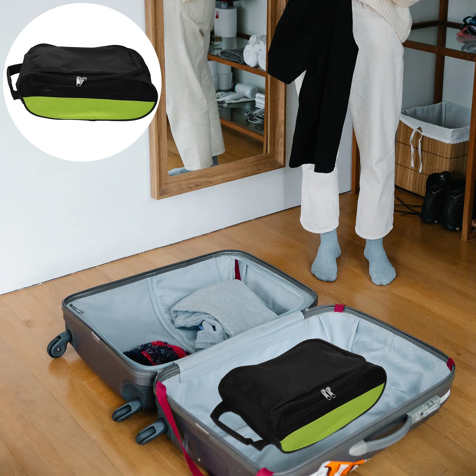 Golf Shoe Bag Portable Breathable Nylon Storage Bag Waterproof Handheld Pouch for Carrying Golf Sneakers Travel Sports Shoes