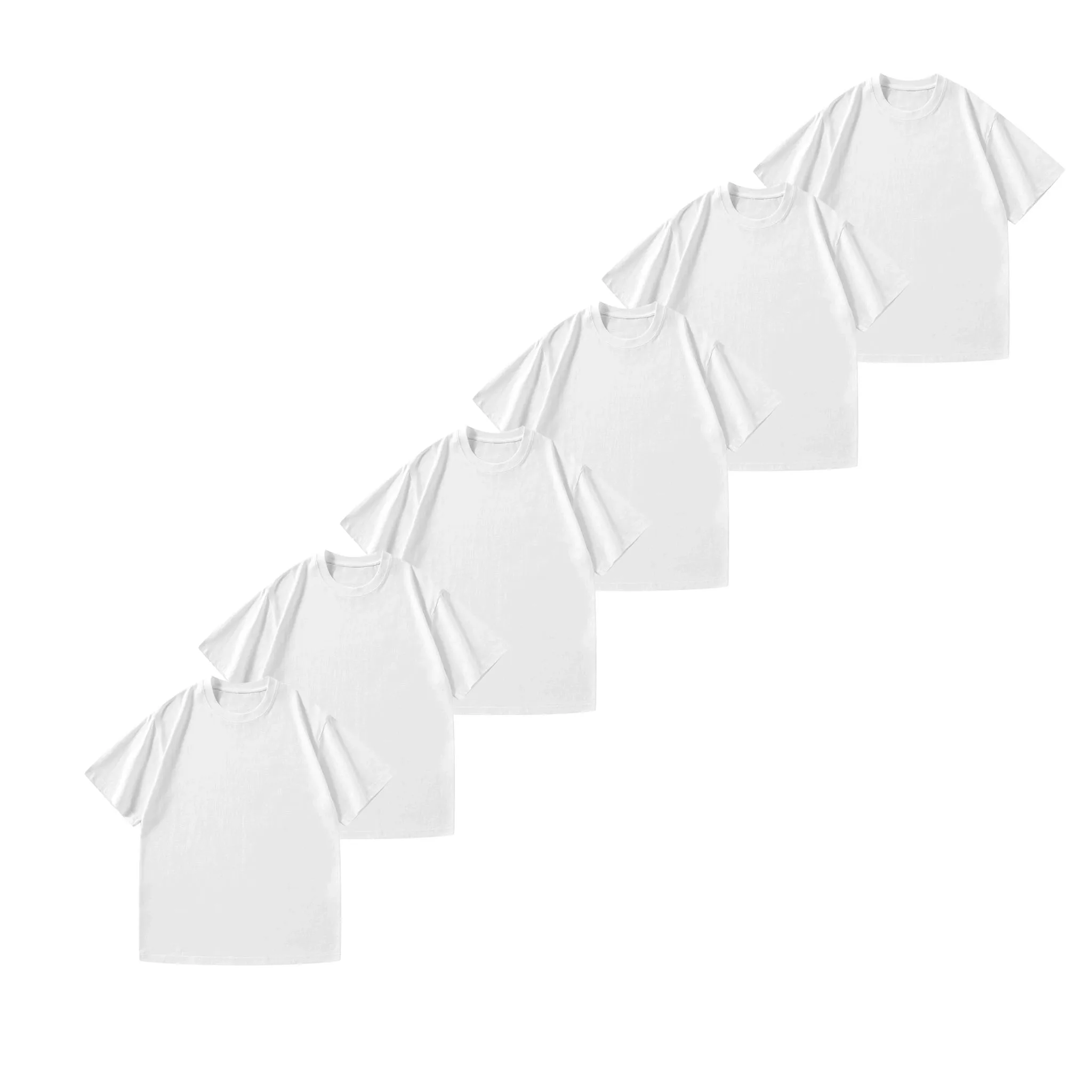 

Комплект из шести предметов, 180 г, тяжелая футболка из чистого хлопка с короткими рукавами для мужчин, летняя мужская свободная белая однотонная футболка