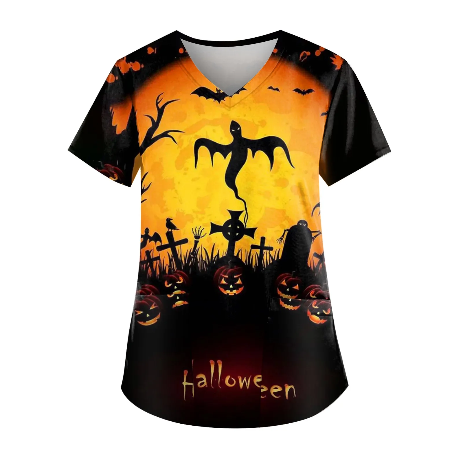 Halloween Bat Pattern T-Shirt Women 3d Print Short Sleeve Casual Top Trendy Festival Costume Party Clothing Halloween Themed