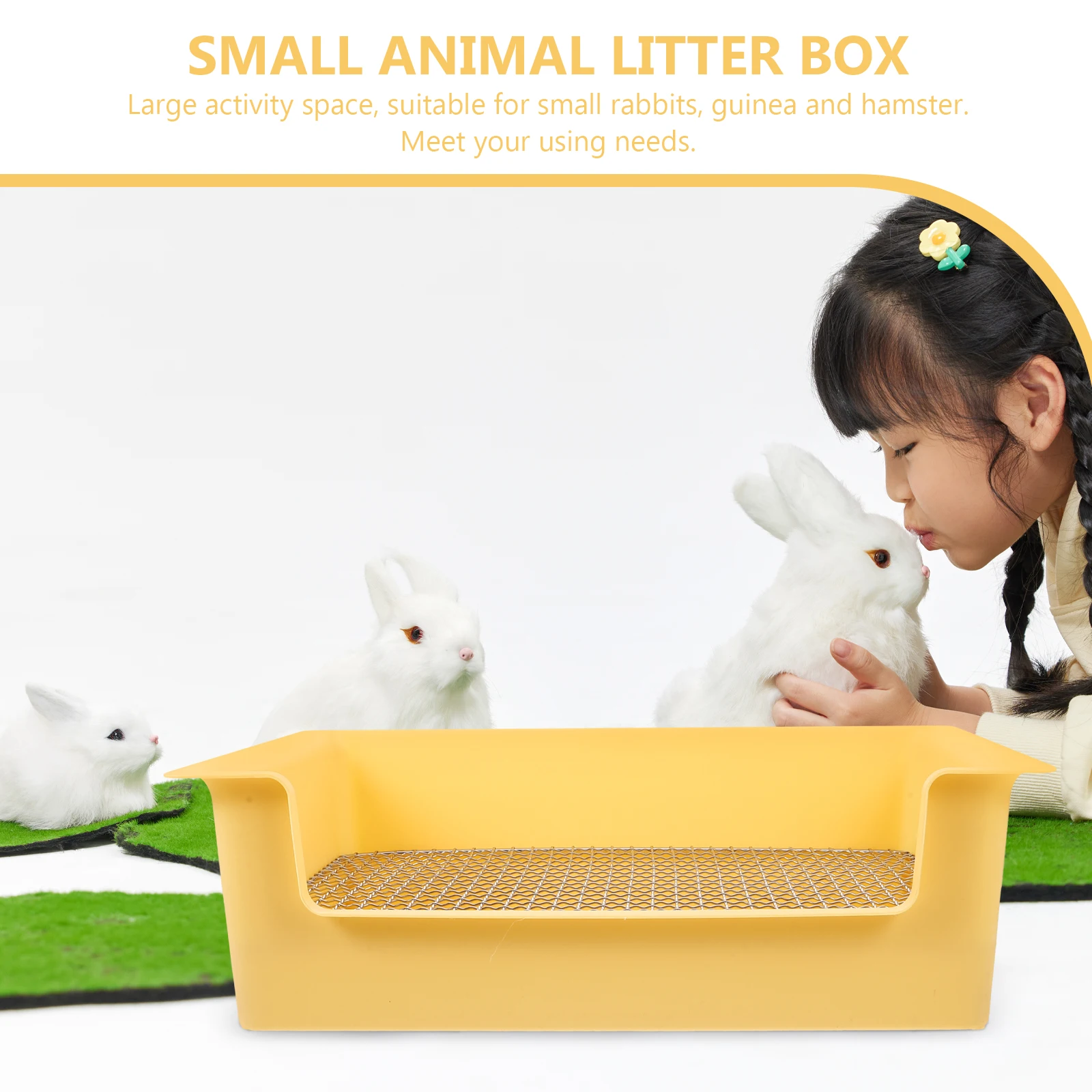 

Rabbit Toilet Bunny Guinea Pig Cage Liners Ferret Litter Pan Hamster Box Cream Yolk Large Edges Mini Portable Home