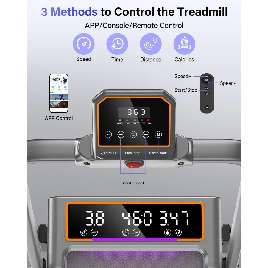 جهاز سير تحت المكتب مع 12 شاشة LED مزدوجة مائلة 3.5 حصان جهاز سير محمول قابل للطي للمنزل 4 قابل للتعديل Incli #4