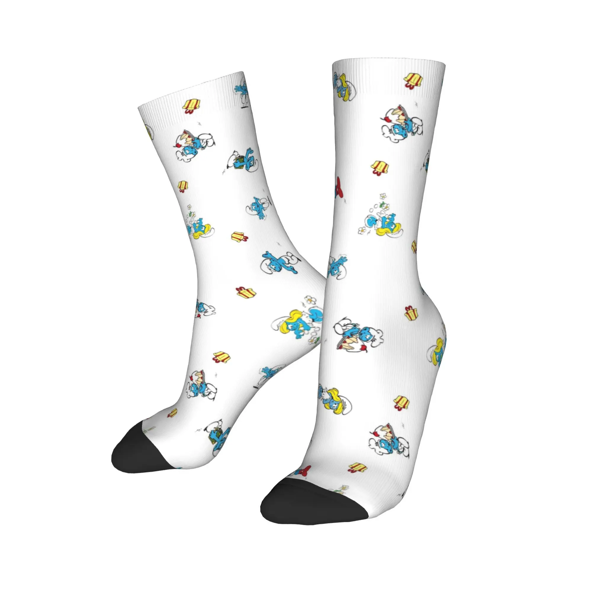 S-Smurfs Cartoon Blue Elf Winter Warm Stockings Fashion Men's Women'sSocks Anime Cute Sweat Absorbing Middle Tube Socks