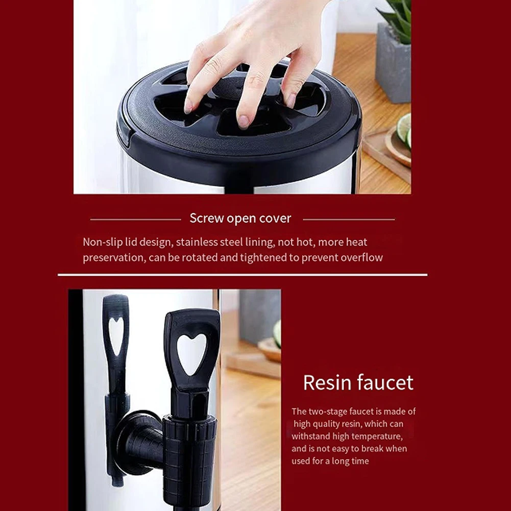 

Диспенсер для напитков из нержавеющей стали 6 л/8 л с краном, бочка для чая с молоком, ведро для напитков, изолированная бочка для горячего кофе для горячих напитков