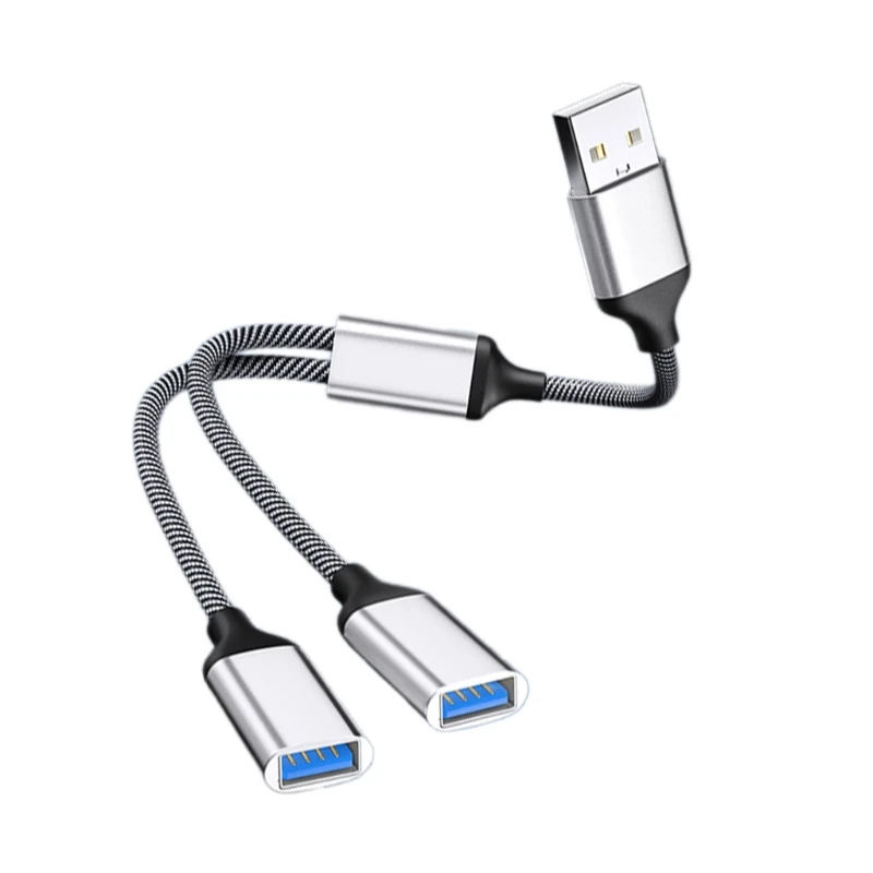 Cable divisor USB, adaptador corriente USB convertidor macho a para PC, duro externo, intermitente, teclado
