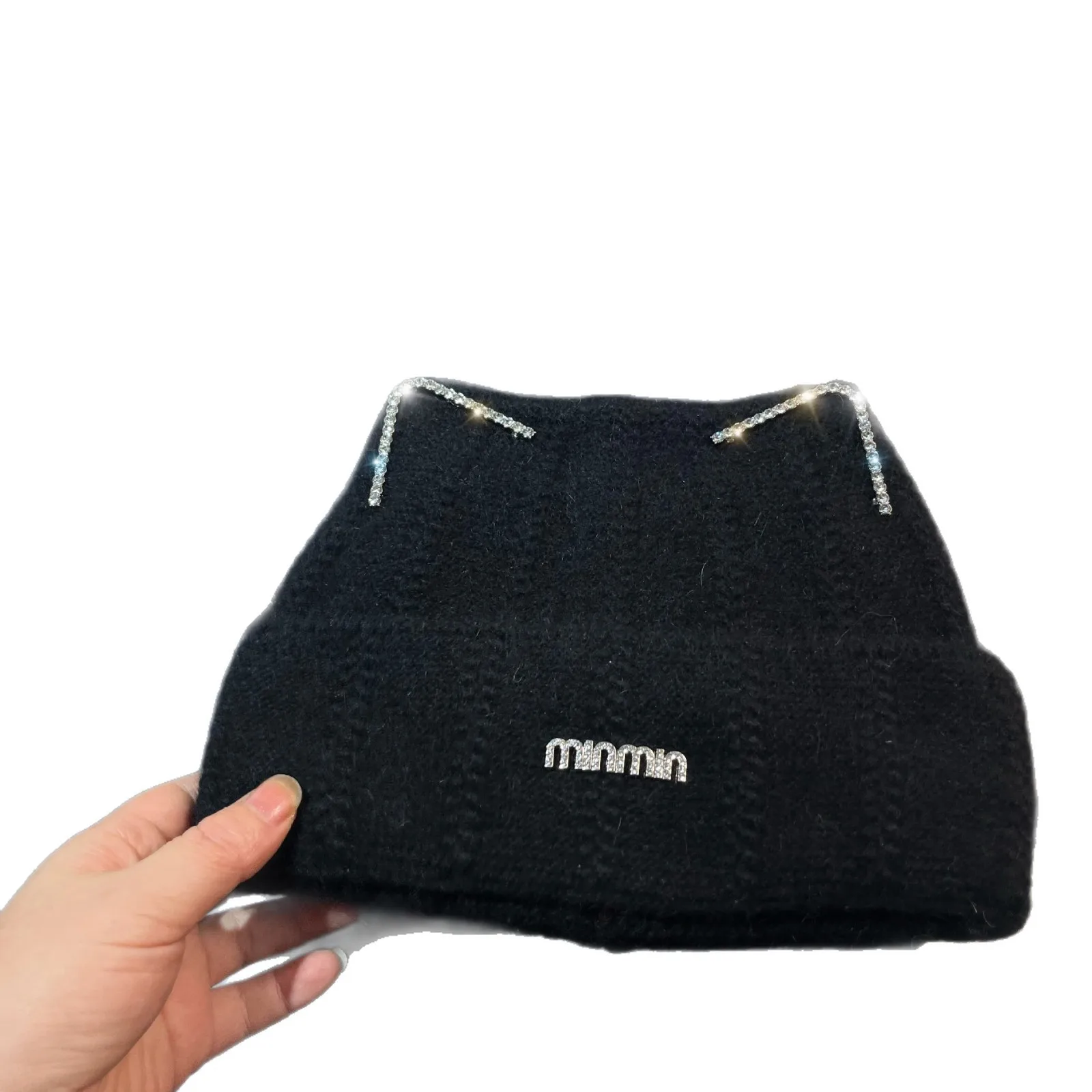 Tania czapka z króliczymi uszami - styl koreański, miękki pompon z króliczego futra, ciepła zimowa czapka dla kobiet