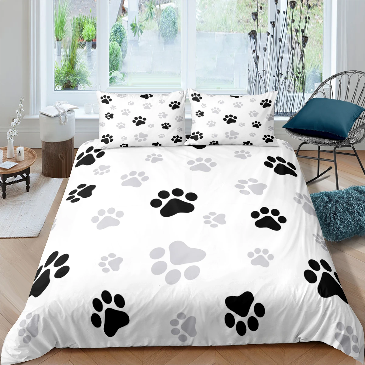 Home Textiles Luxury 3D Dog Paw Duvet Cover Set Pillowcase Dog Bone Bedding Set Queen and King Size Comforter Bedding Set