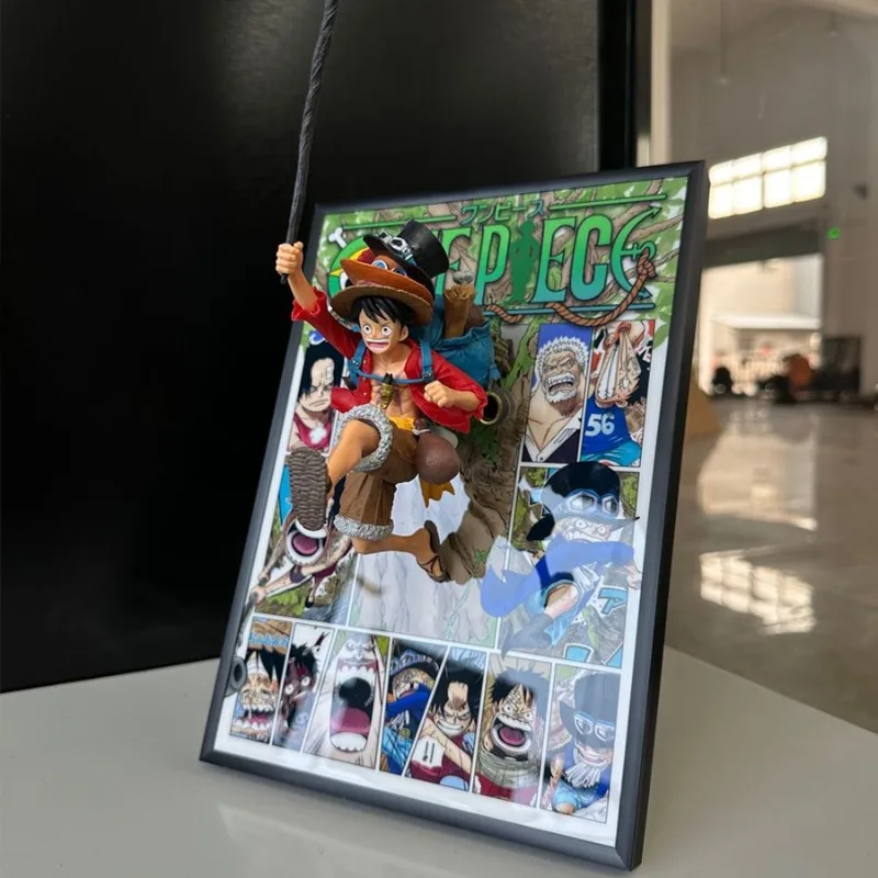 One Piece cartoon anime figuur driedimensionaal schilderij 3D uitspoelen komische strohoed Luffy Ace Sabo model hangende schilderij