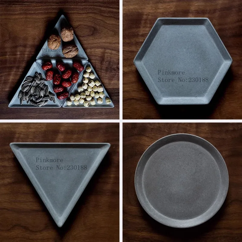 

Simple Geometric Shape Cement Tray, Dried Fruit Tray, Clear Concrete Plaster, Decoration Mold