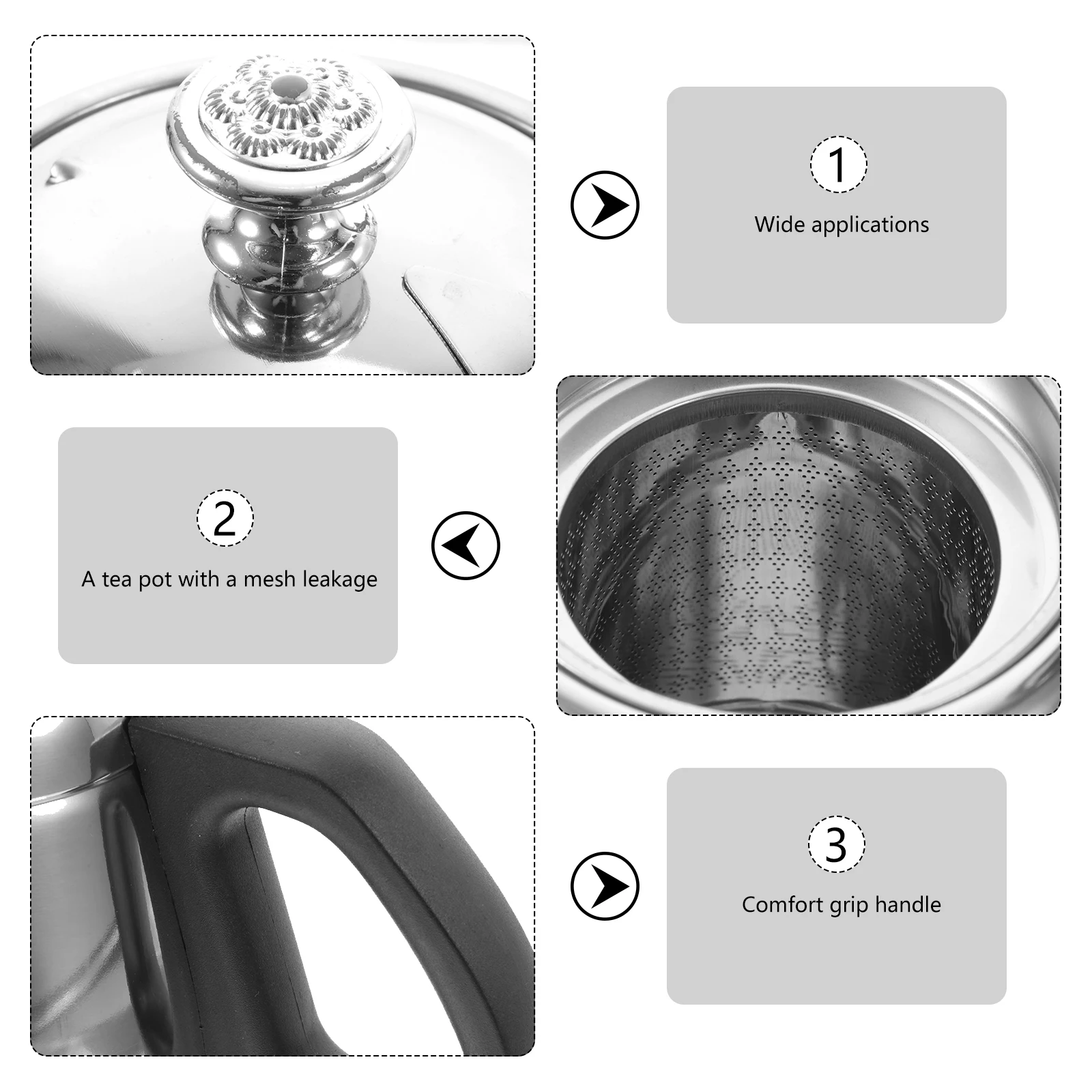 

Stainless Steel Water Kettle Metal Boiling Teapot Kitchen Coffee Kettle Comfortable Handle Large Caliber Mouth Wear-Resistant