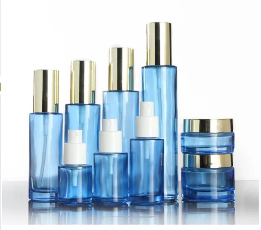 

20g30g50g20ml60ml100ml120ml blue glass bottle jar pot tin lotion emulsion serum foundation cream gel eye essence skin packing