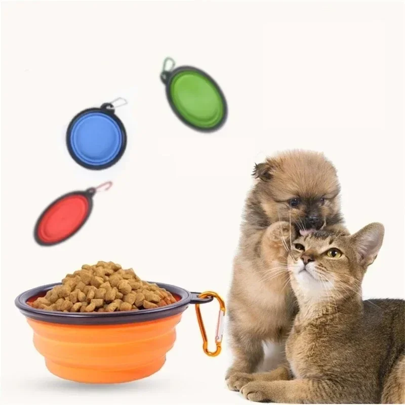 Collapsible Sili-cone Pet Bowl, Fo-od Grade Sili-cone, BPA Fr-ee, Foldable Expandable Cup Dish for Pet D-og/C-at Fo-od Water
