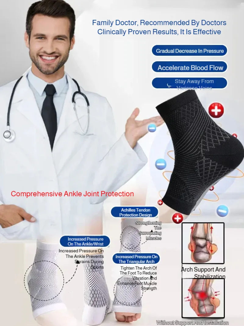 

Ankle Support Compression Insoles for Outdoor Sports, Breathable Shock-Absorbing Foot Cushion with Arch Support & Pain