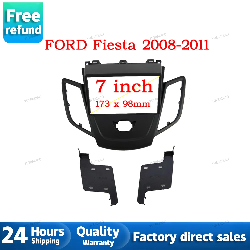 

Double Din Radio Fascia Frame for FORD Fiesta 2008-2017 Panel Dash Mount Installation Trim Kit Face Black Frame GPS