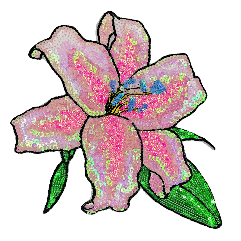 Iron on Sequin Flower Applique, DIY Decoration, Cartoon Flower Patch, Clothing Accessories, 23x21.5cm, 1 Pc