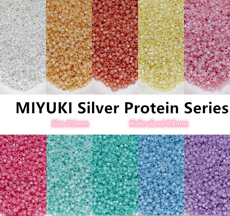 2 mm Miyuki Glass Rice Beads Poured Silver Poured Gold Protein Series DIY