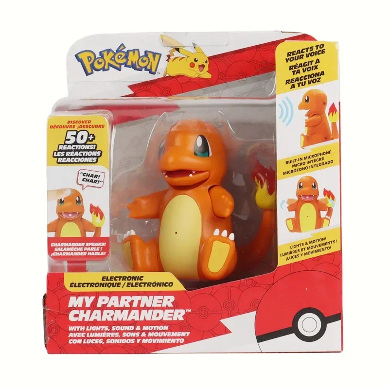 Original Pokemon Intelligent Touch Sound and Light Toys Cute Charmander Pikachu Eevee Interactive Kids Toys Action Figure Model