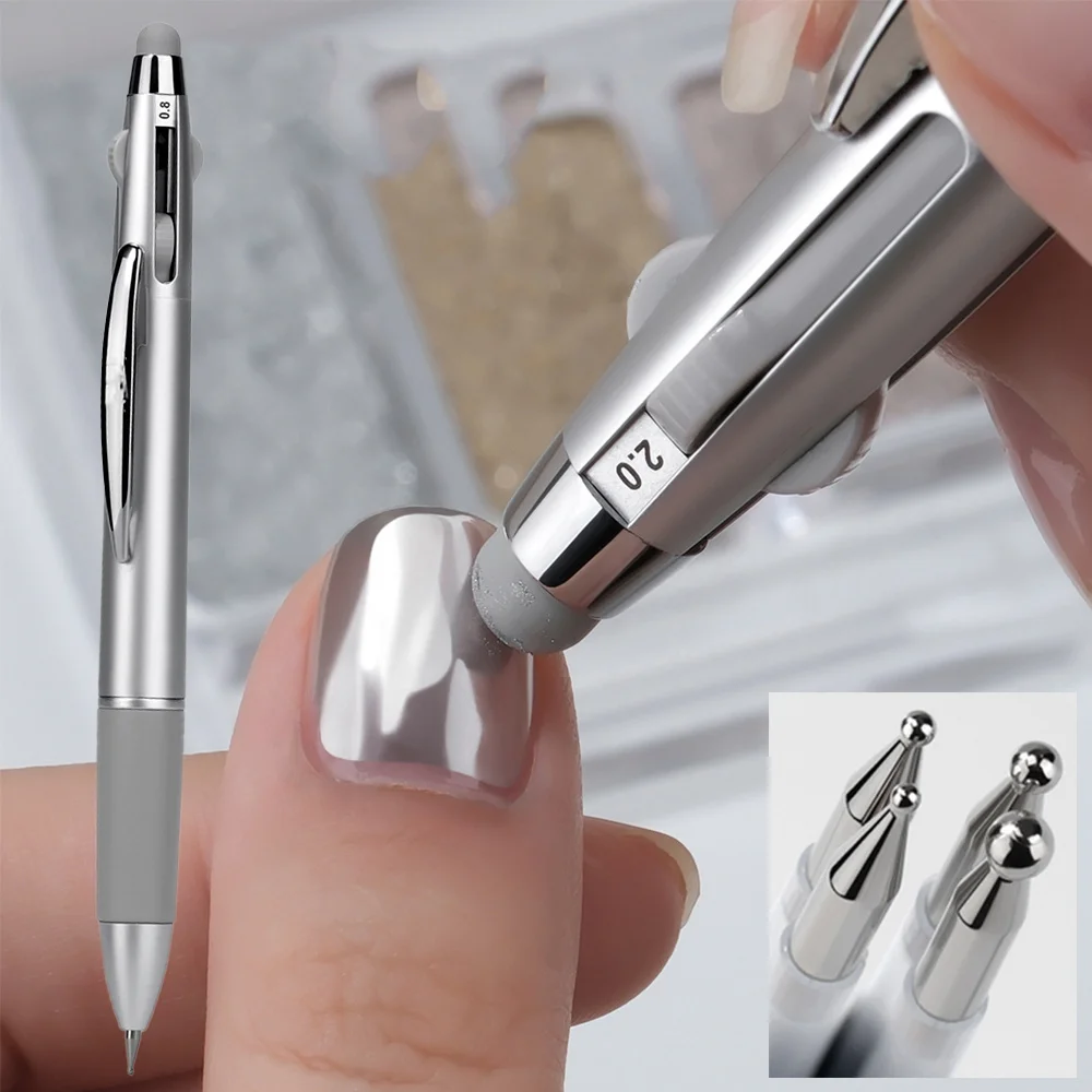 3pcs 5-in-1 Nail Art Dotting Pen Press-Type Multi-Headed Size Nail Point Ballpoint Pen Wave Point/Smudge/Spot Drill Tool Manicur