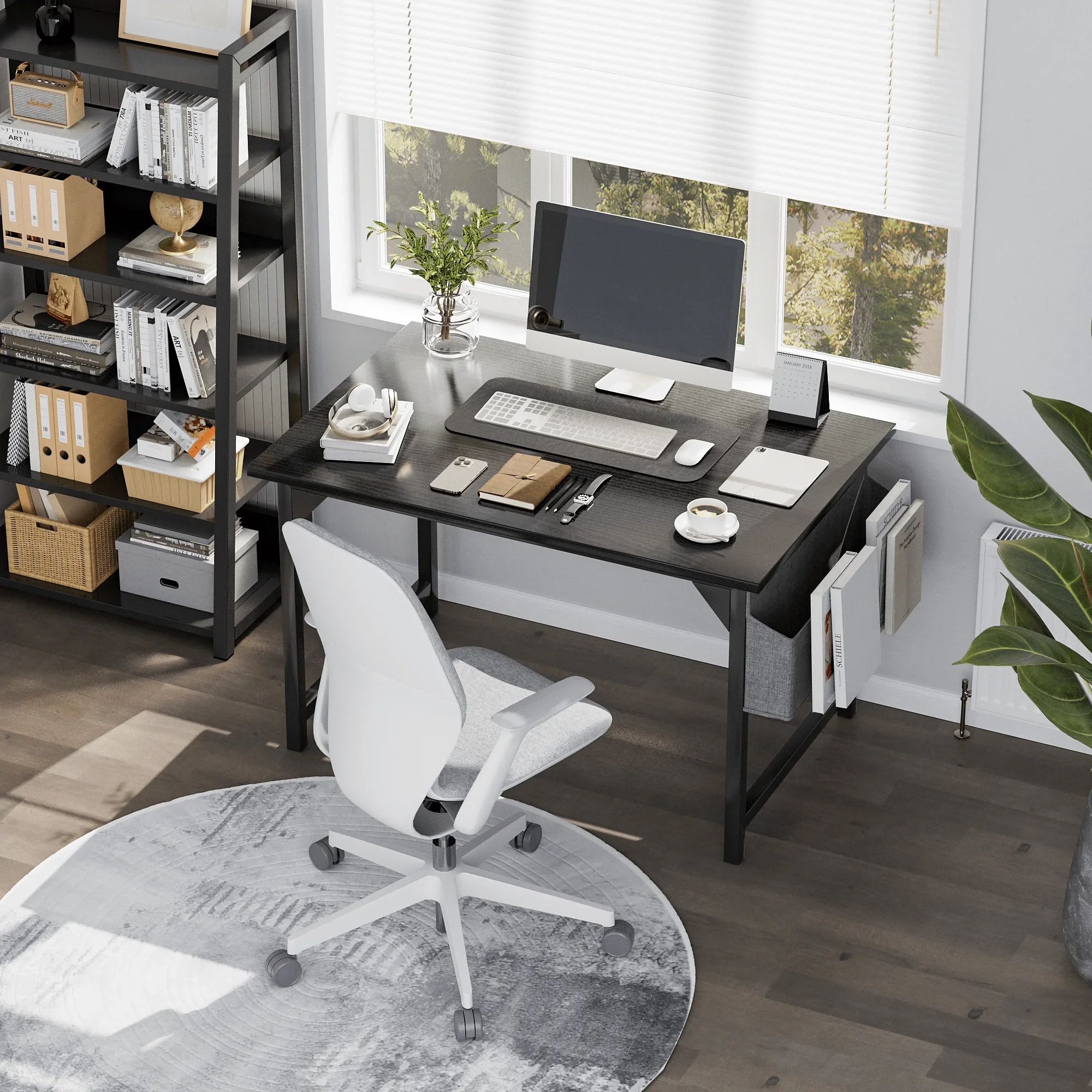 

Computer Desk 40 Inch Small Office Desk Modern Writing Desk with Storage Bag Work Study Table with Headphone Hook, Black