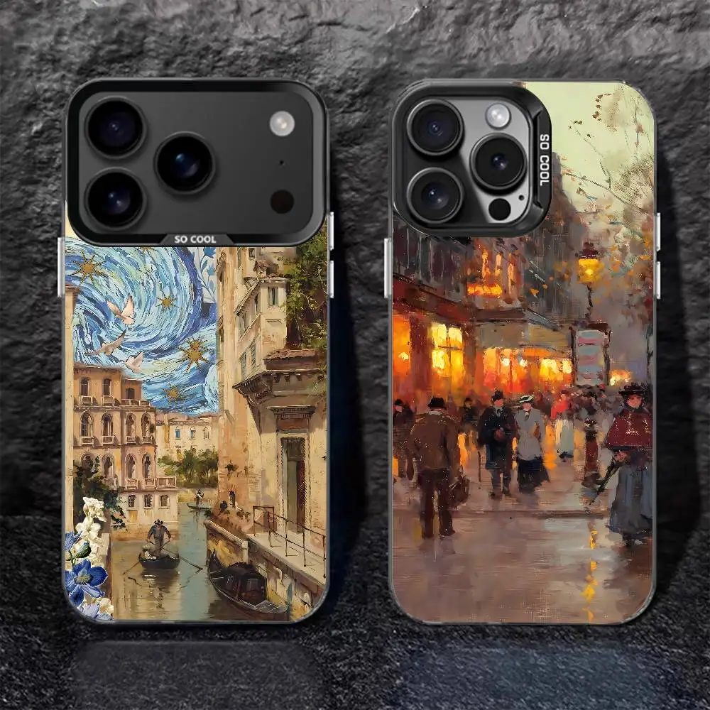 

Autumn Retro Oil Painting For iPhone 17,16,15,14,13,12,11,Pro,MAX,Plus Black Shockproof Candy Matte Cover