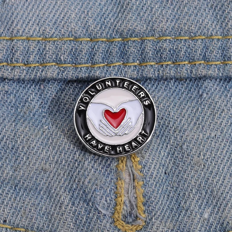 Love Volunteers Enamel Pins Custom Mini Round Brooches Lapel Badges Kind-hearted Jewelry Gift Drop Shipping