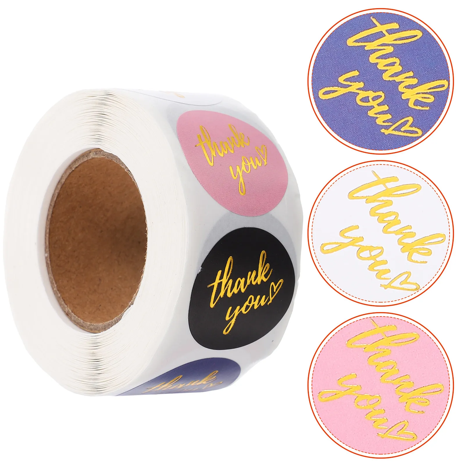 Thank You Sticker Roll Self-Adhesive Thank Themed Decals for Gift Box Sealing Cookie Bags Candy Packaging Decorative Food Bag