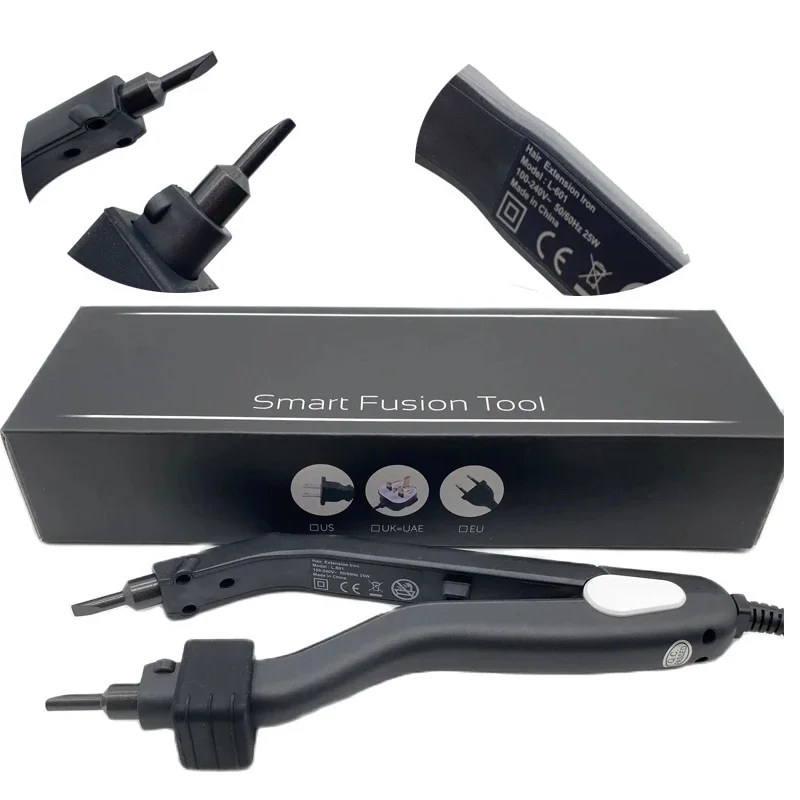 

（Big disount）Professional Portable Black Heat Hair Connector Temperature Controllable Heat Iron Hair Extension Tools Kit