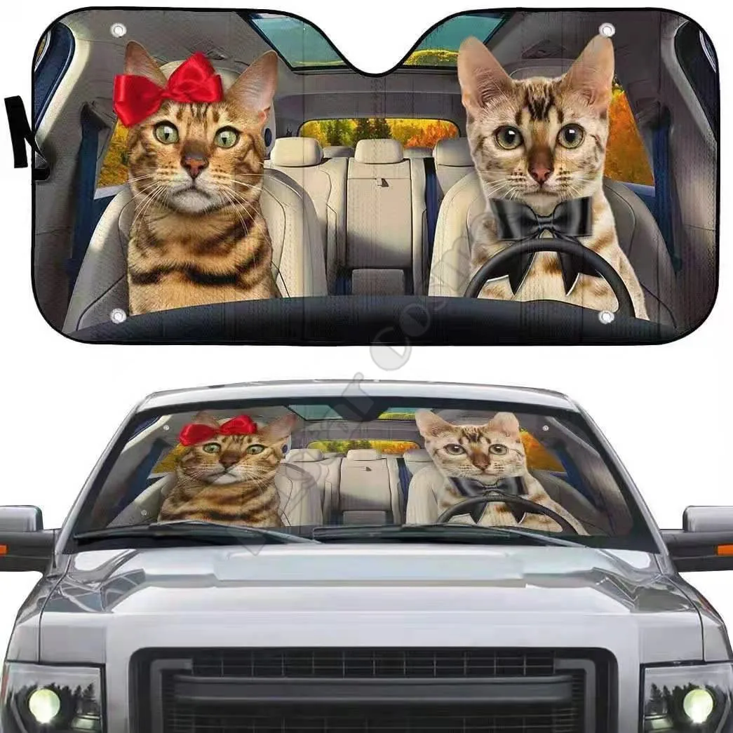 Bengal cat/ Ragdoll car 3D Printed Car sunshade Auto Sun Shade for Car Truck Decor Windshield Sunshade,Blocks UV Rays Sun