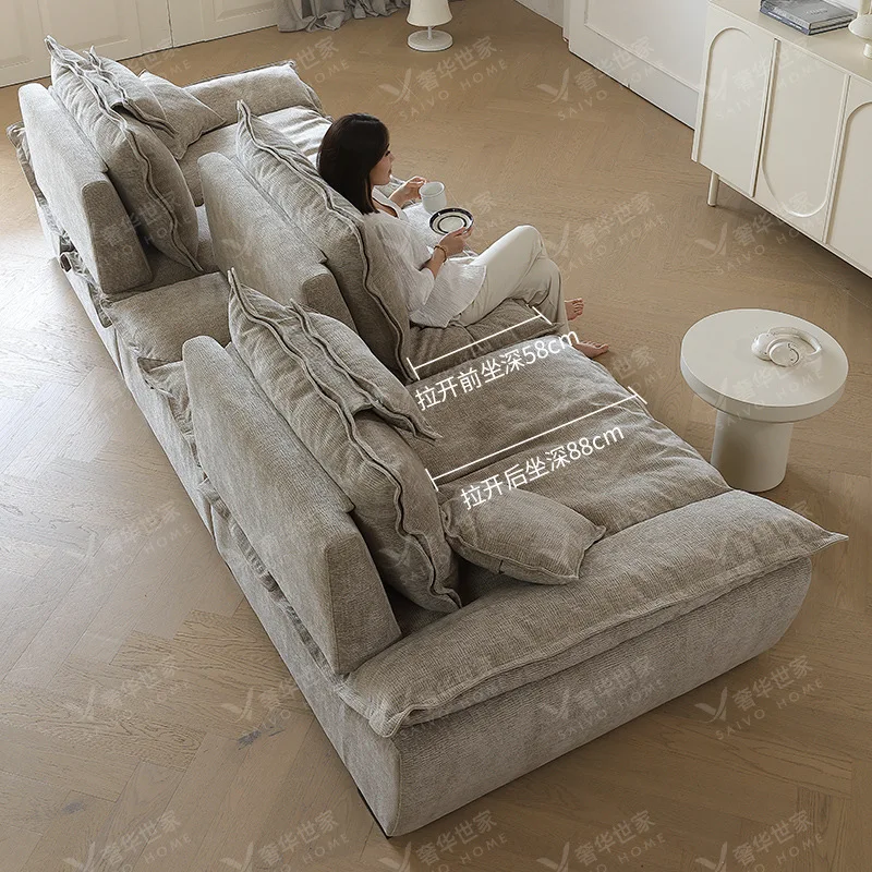 Living room down ultra-deep wide-seat, movable backrest fabric sofa