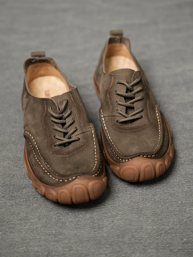 

Comfortable Handmade Stitched Leather Men's oes Breathable Soft Leather Flexible Slip-On Casual Cool Trendy oes