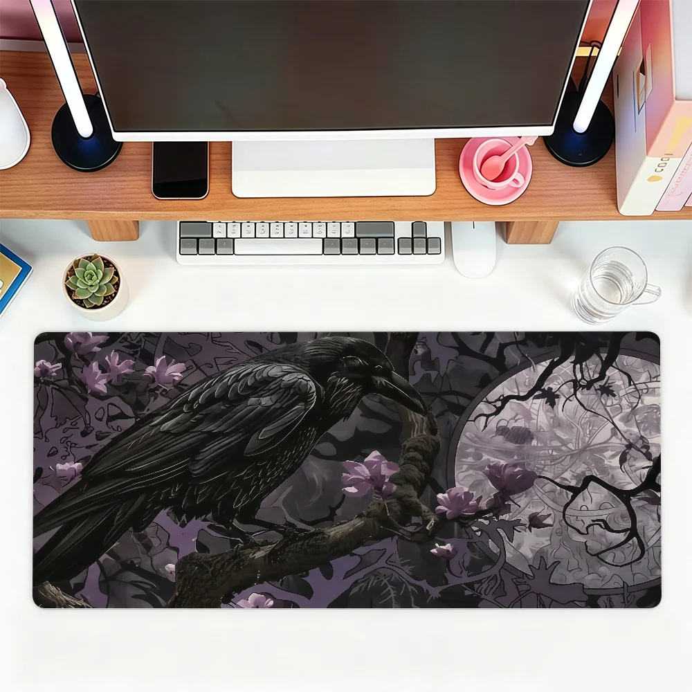 Gothic Raven And Moonlit Night Mouse Pad For Office Gaming And Keyboards Non-Slip Large Waterproof